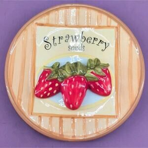Retired MWW Market Mini Plate Cottagecore Farmhouse Strawberry Seeds Decor